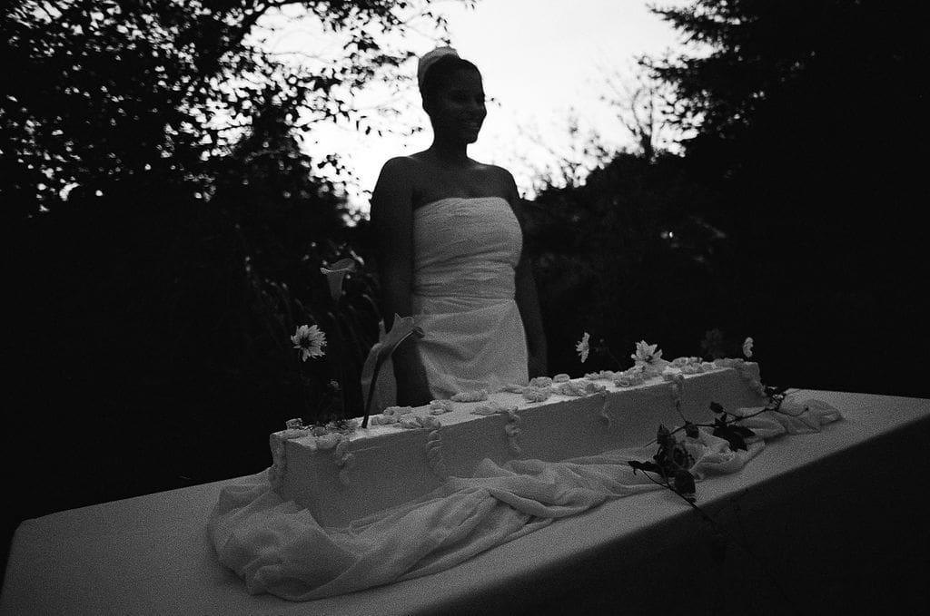 Chloe and Edward’s intimate backyard-style wedding celebration at Un Momento Bromont, photographed on film by R.K. Collective