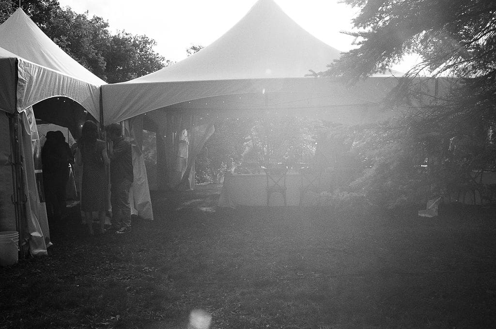 Chloe and Edward’s intimate backyard-style wedding celebration at Un Momento Bromont, photographed on film by R.K. Collective