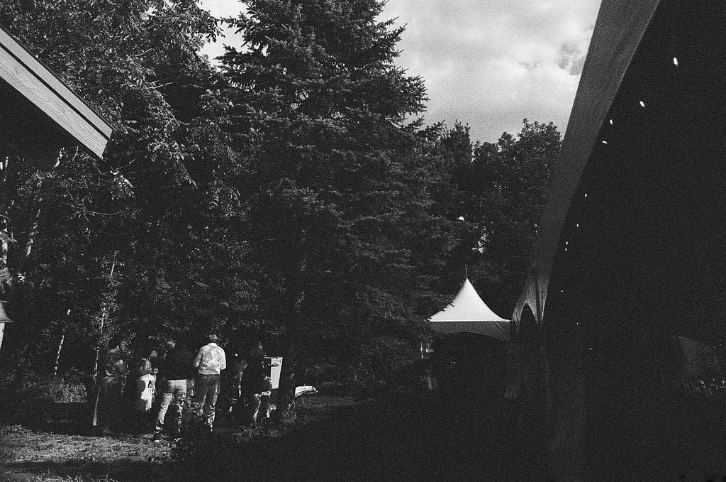 Chloe and Edward’s intimate backyard-style wedding celebration at Un Momento Bromont, photographed on film by R.K. Collective