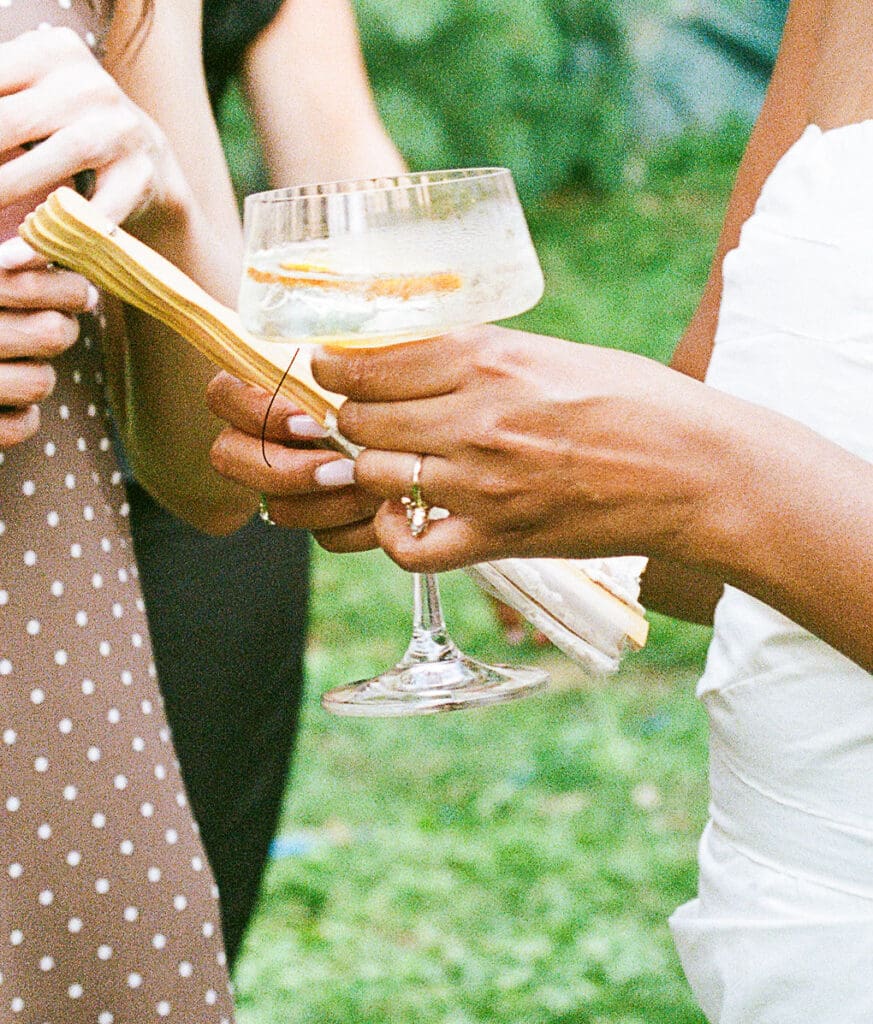 Chloe and Edward’s intimate backyard-style wedding celebration at Un Momento Bromont, photographed on film by R.K. Collective