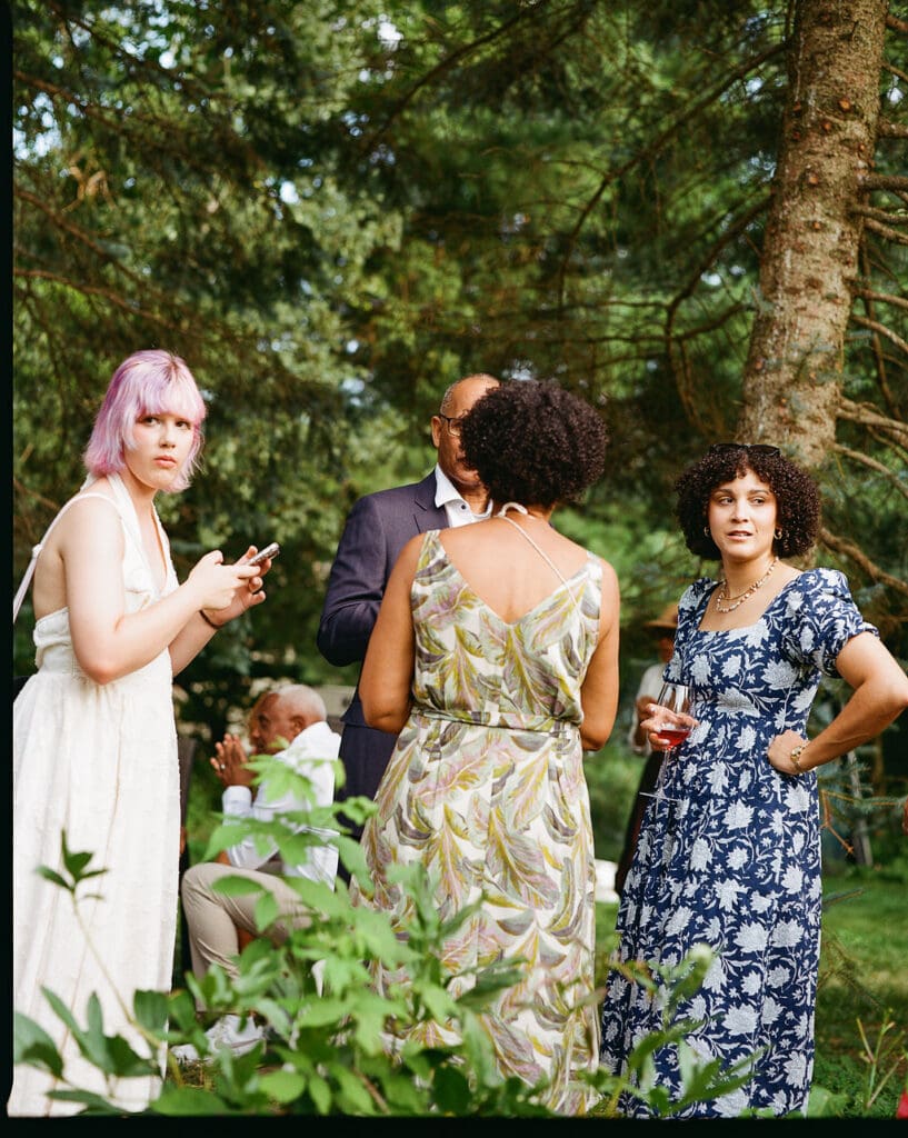 Chloe and Edward’s intimate backyard-style wedding celebration at Un Momento Bromont, photographed on film by R.K. Collective