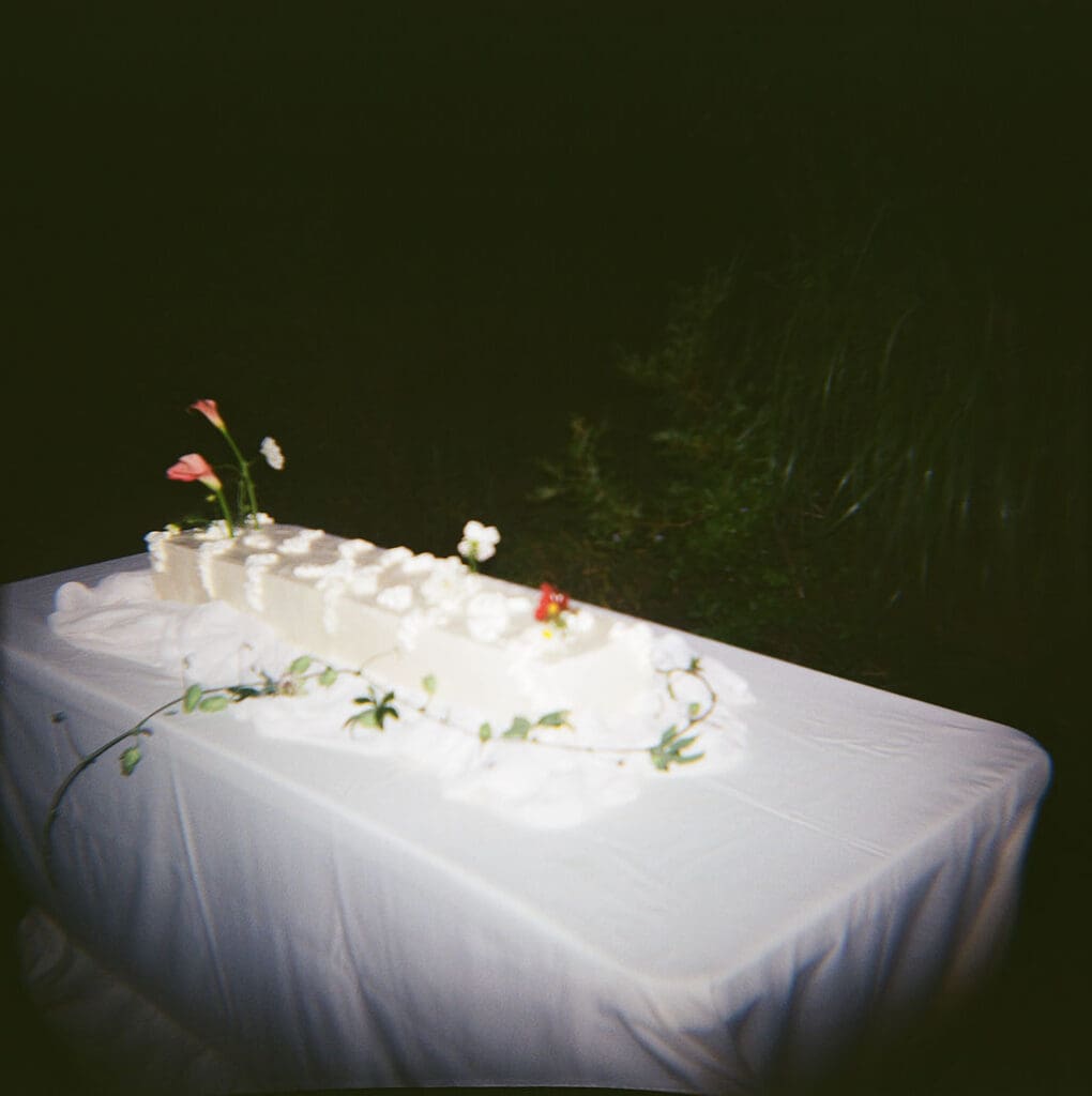 Backyard-style wedding celebration with family at Un Momento Bromont